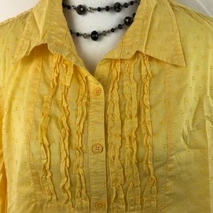 Laura Scott XL Yellow Blouse w/ Roll Tab Sleeves